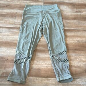 Victoria’s Secret PINK: high waisted Olive Green crop leggings with cut outs